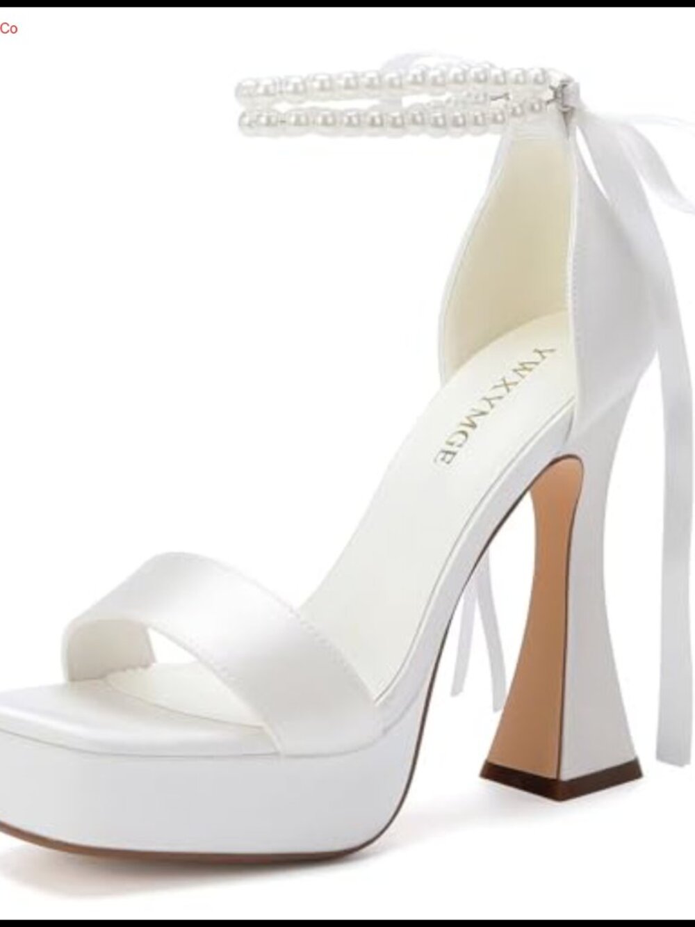 Platform Pearl Wedding Sandals Open Toe Satin Bridal Heels